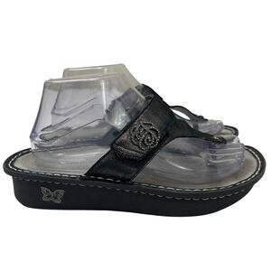 Alegria Carina EU 38 US 8-8.5 Black Thong Sandals Sparkle Flower Comfort